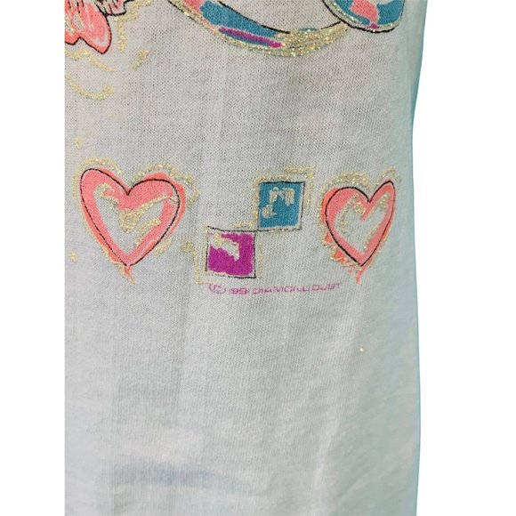 Vintage 90s Kitten Tee Womens XL DEADSTOCK Diamond Dust Graphic T Shirt - Picture 5 of 10